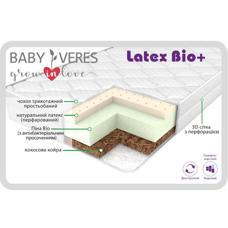 Матрац Baby Veres Latex Bio + (120*60*12 см)